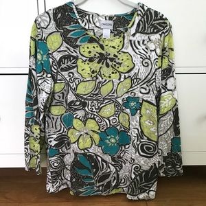 Chico’s Floral 3/4 Sleeve Shirt Size 1
